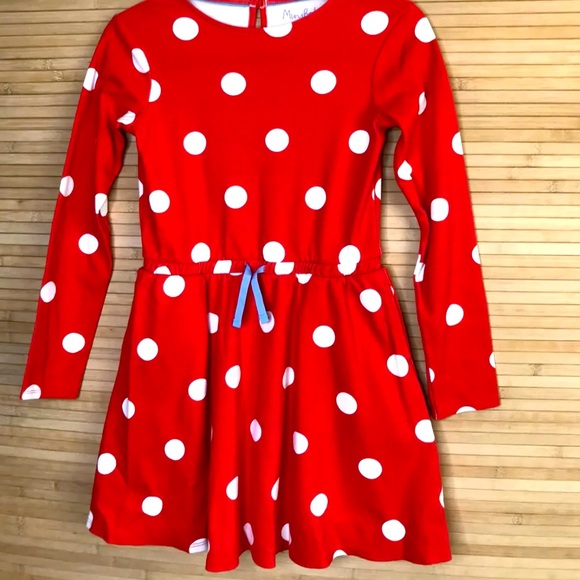 Mini Boden Red Sweatshirt Dress • Spotty Skater Dress - Picture 2 of 5